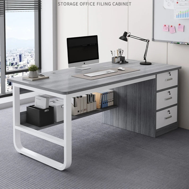 Stable Computer Desk Desktop Simple Single with Drawer Lock Desk Modern Office Staff Desk