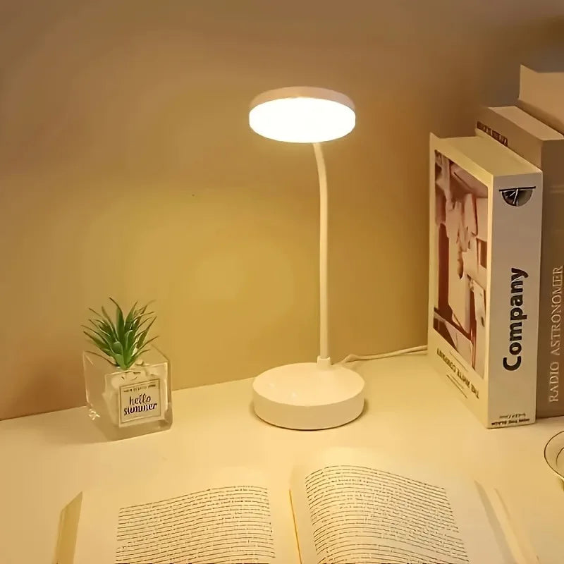 Flexible LED Desk Lamp with 3-Level Dimmer, USB Powered, Eye-Caring, Warm, White Light, Perfect for Home, Office, Reading, Study