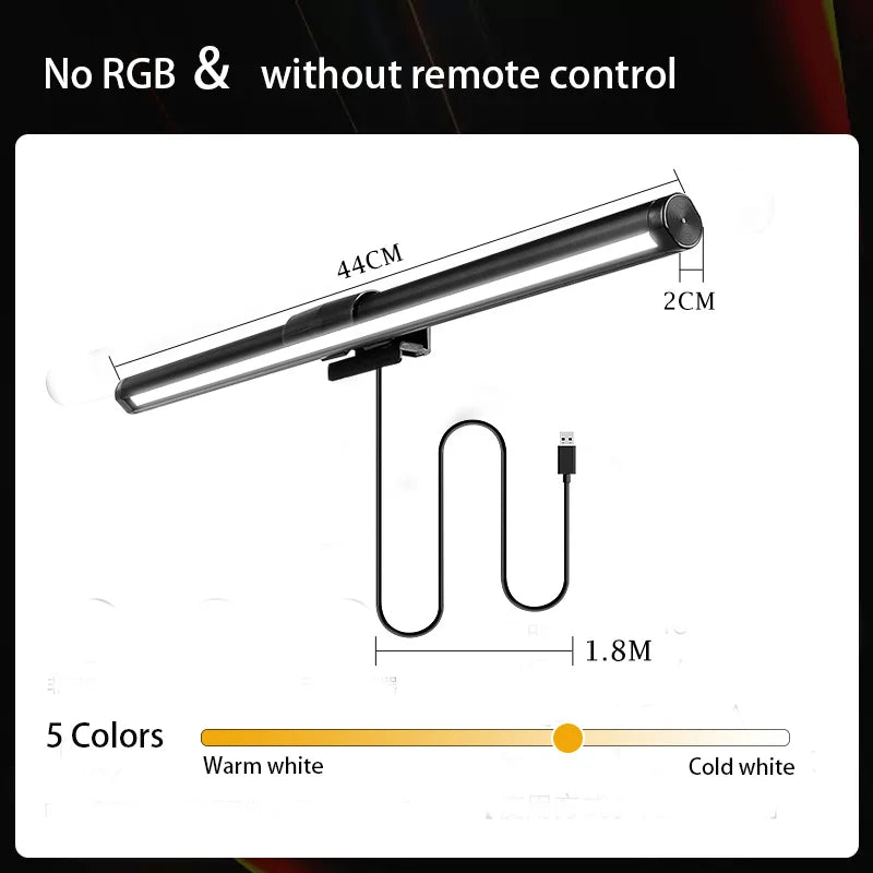 Led Monitor Lights Bar Stepless Dimming RGB Screen Hanging Light Bar Eye-caring LED Computer Desk Lamp USB Work Reading Lighting