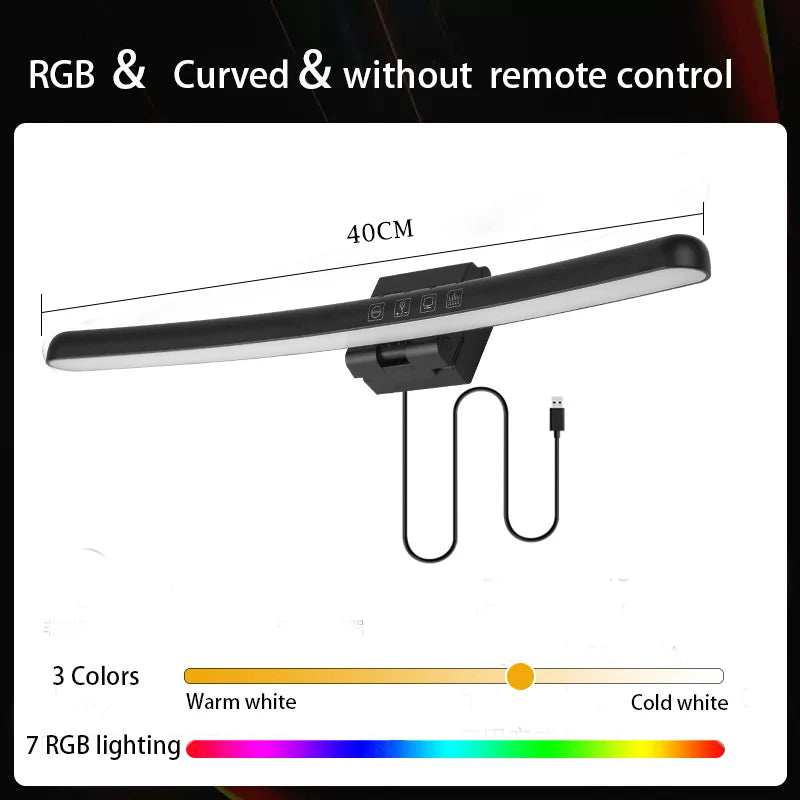 Led Monitor Lights Bar Stepless Dimming RGB Screen Hanging Light Bar Eye-caring LED Computer Desk Lamp USB Work Reading Lighting