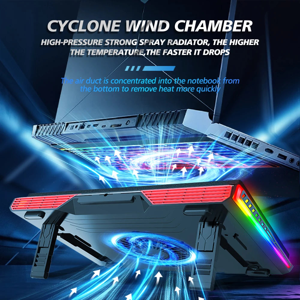 COOLCOLD RGB Laptop Cooling Pad - Ultra-Quiet USB Cooler