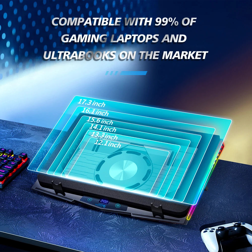 COOLCOLD RGB Laptop Cooling Pad - Ultra-Quiet USB Cooler