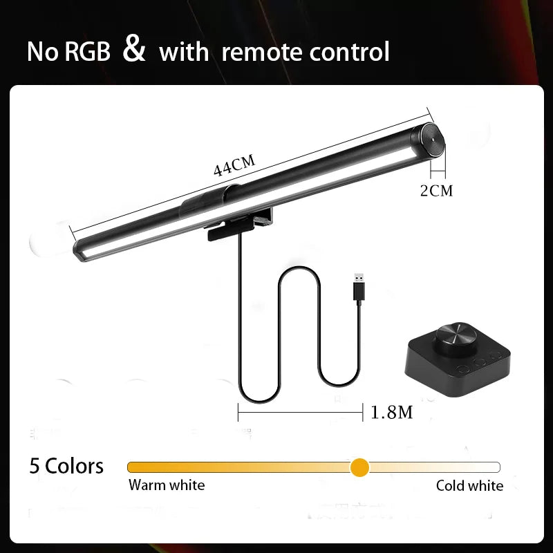 Led Monitor Lights Bar Stepless Dimming RGB Screen Hanging Light Bar Eye-caring LED Computer Desk Lamp USB Work Reading Lighting