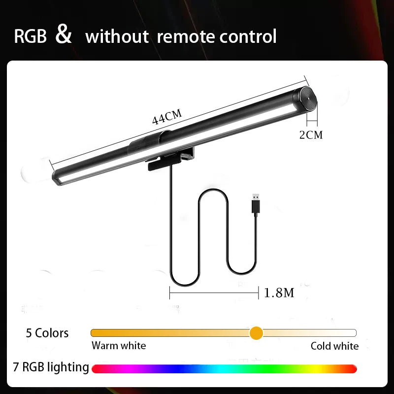 Led Monitor Lights Bar Stepless Dimming RGB Screen Hanging Light Bar Eye-caring LED Computer Desk Lamp USB Work Reading Lighting