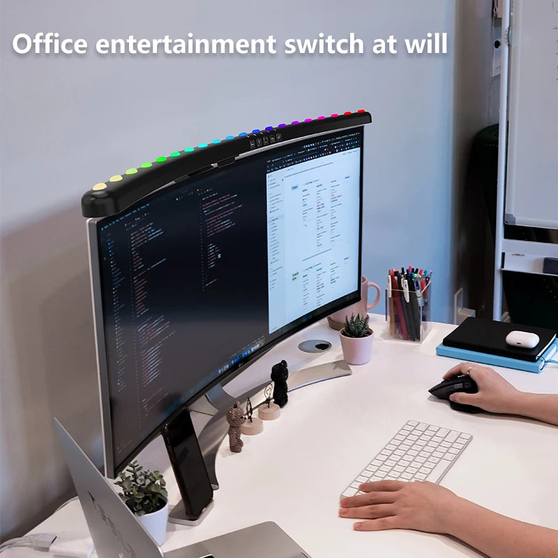 Computer Monitor Light Bar RGB Music Rhythm Screen Hanging Lights Dimming Desk Lamp Reading Gaming Table Lighting