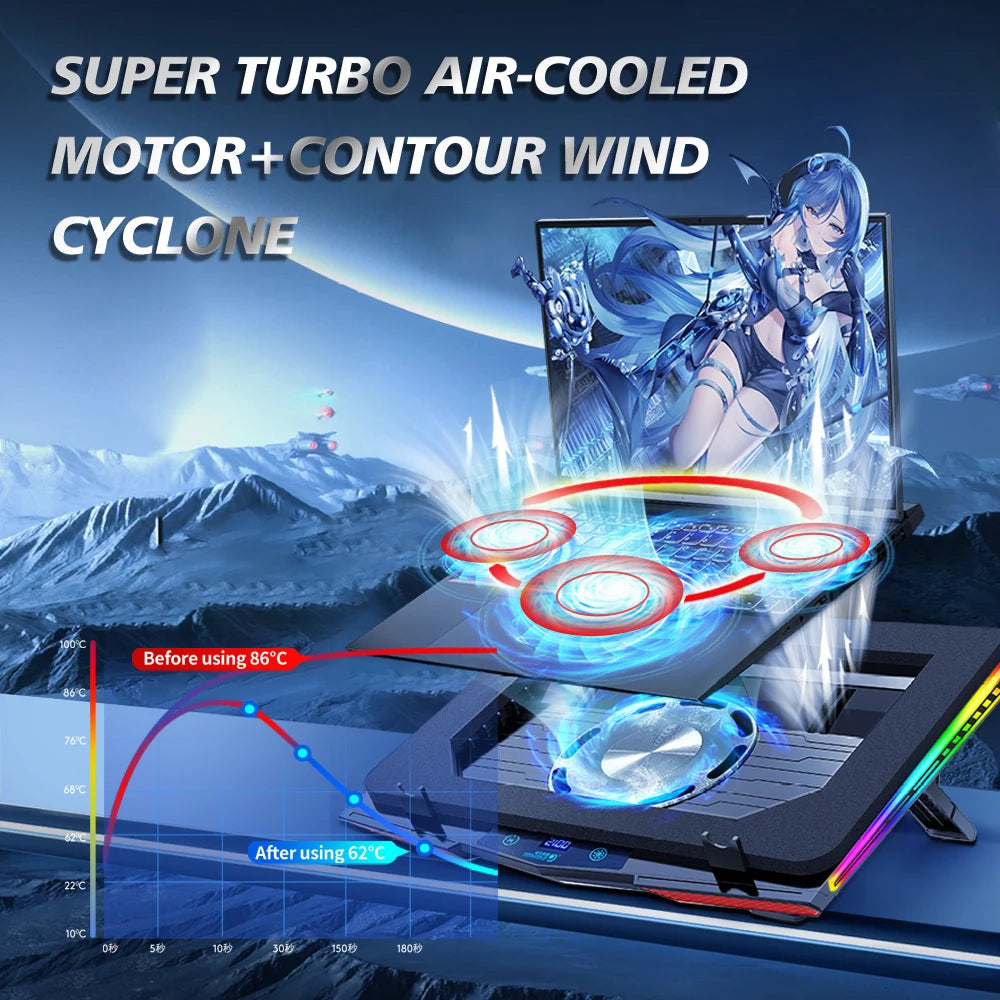 COOLCOLD RGB Laptop Cooling Pad - Ultra-Quiet USB Cooler