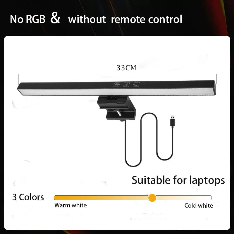 Led Monitor Lights Bar Stepless Dimming RGB Screen Hanging Light Bar Eye-caring LED Computer Desk Lamp USB Work Reading Lighting