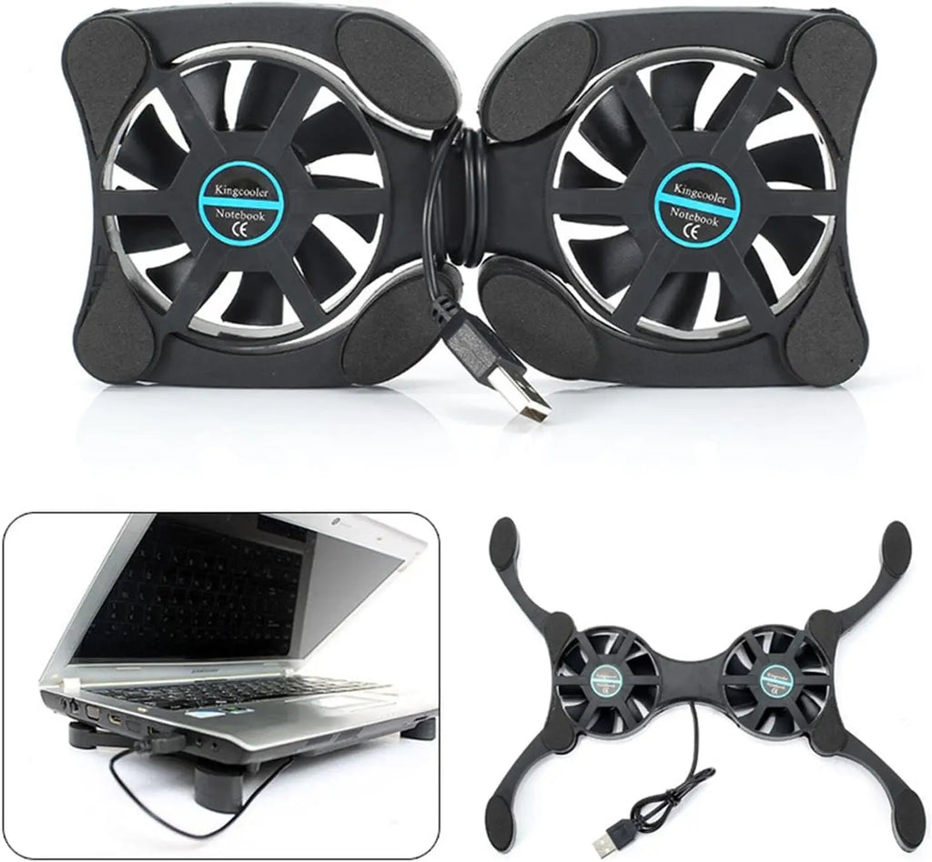Foldable Cooling Pad Laptop Cooler with Double Fans USB Powered for 7-15 inch