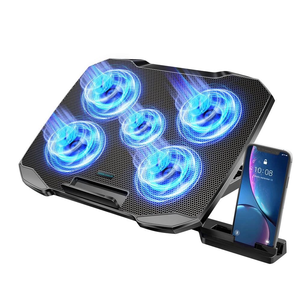 COOLCOLD 5-Fan Cooling Pad for 12 to 17 Inch Devices