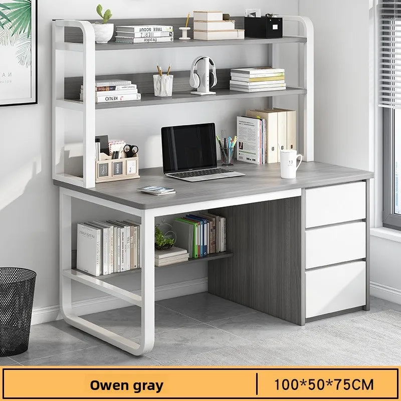 New model Desk Desktop Computer Desk Simple Home Desk Student Bedroom Bookshelf Integrated Writing Desk