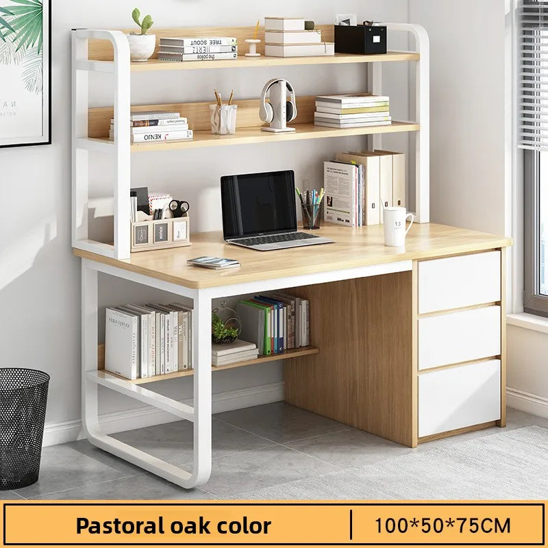 New model Desk Desktop Computer Desk Simple Home Desk Student Bedroom Bookshelf Integrated Writing Desk