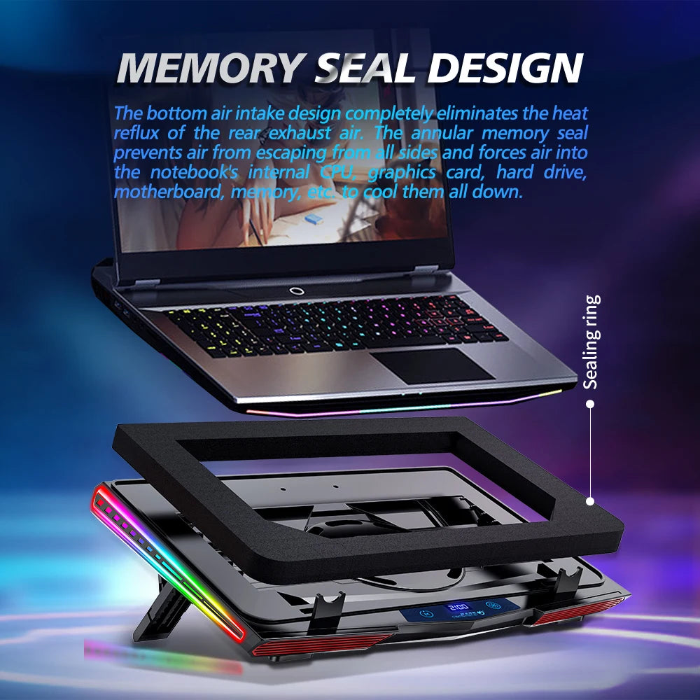 COOLCOLD RGB Laptop Cooling Pad - Ultra-Quiet USB Cooler