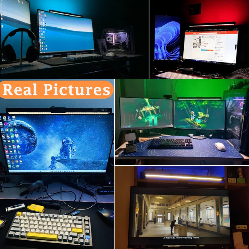 Led Monitor Lights Bar Stepless Dimming RGB Screen Hanging Light Bar Eye-caring LED Computer Desk Lamp USB Work Reading Lighting