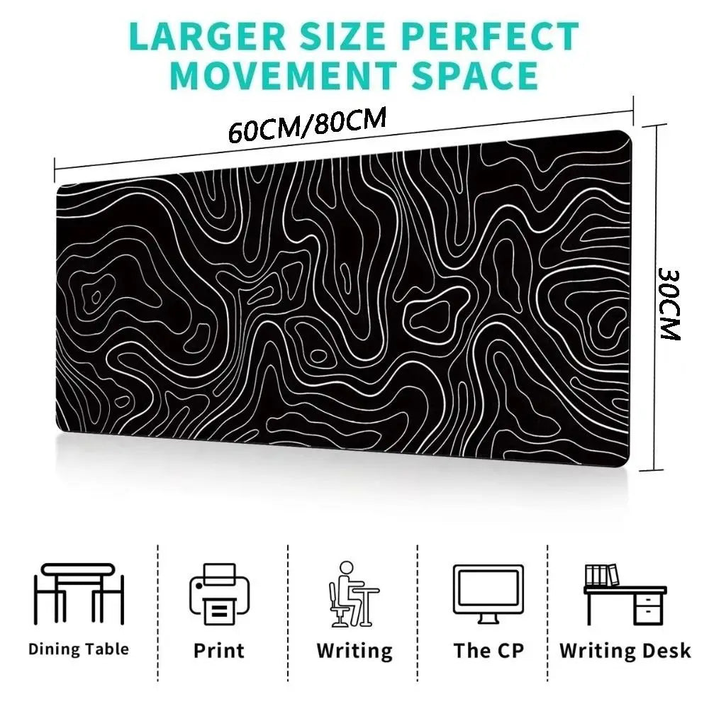 Professional Gaming Topographic Shape Gaming Mouse Pad Anti-Slip Wear-Resistant Keyboard Pad Table Mat Computer Desk