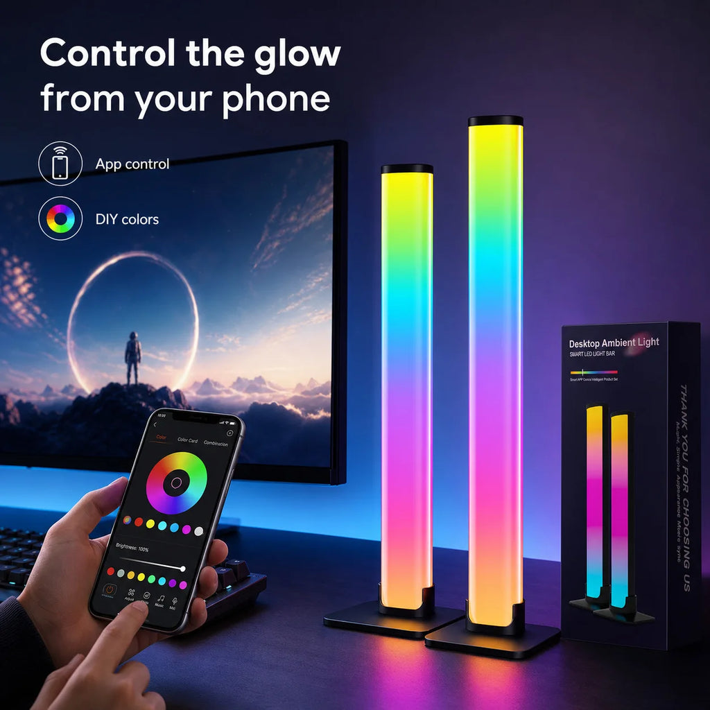 LED Night Desktop Smart RGB  Atmosphere Light Remote Variable Colors USB-powered for Gaming Desk Office Party TV Background Lamp