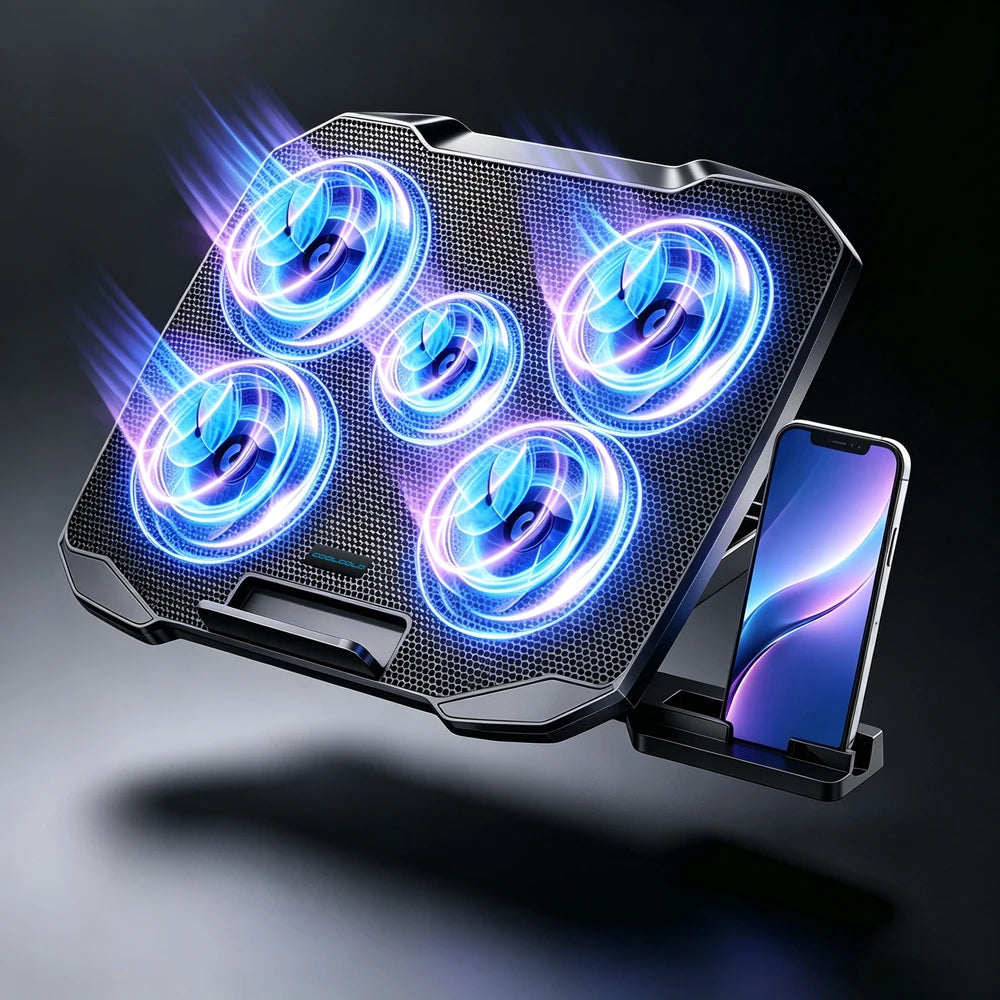 COOLCOLD 5-Fan Cooling Pad for 12 to 17 Inch Devices