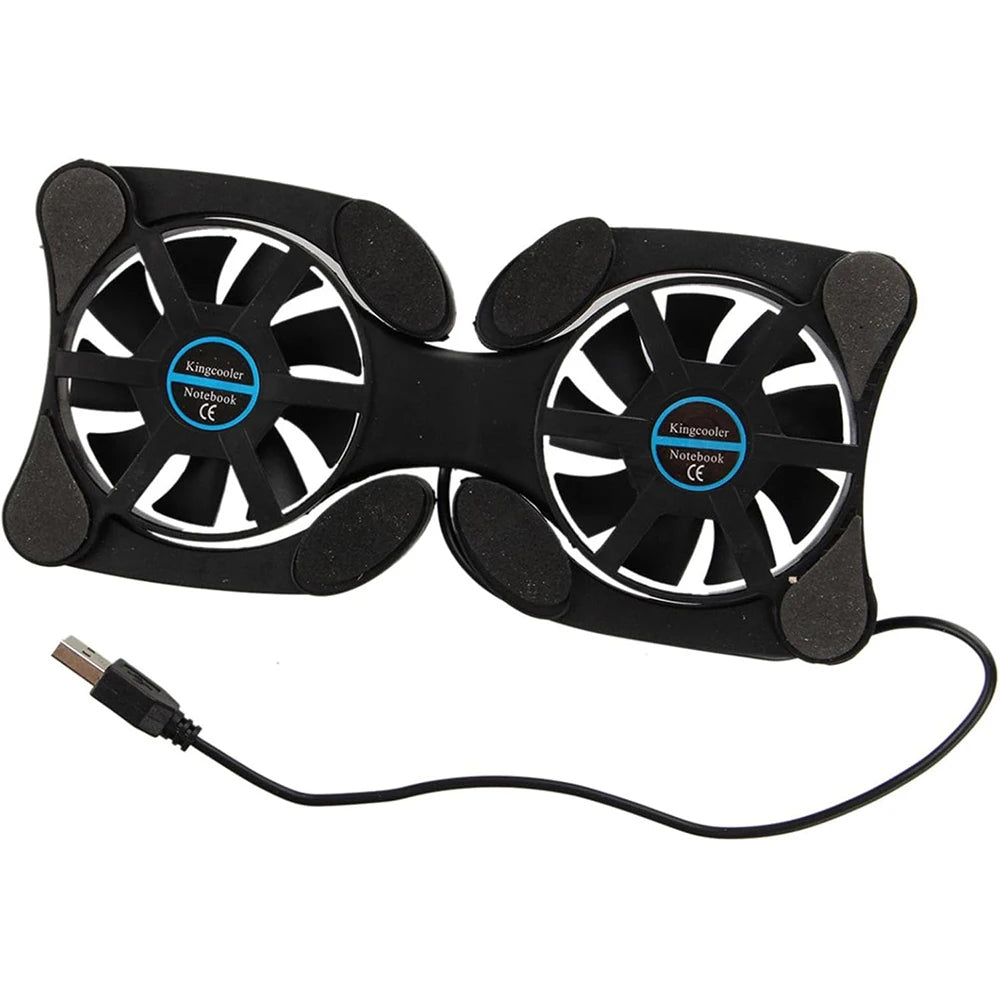 Foldable Cooling Pad Laptop Cooler with Double Fans USB Powered for 7-15 inch
